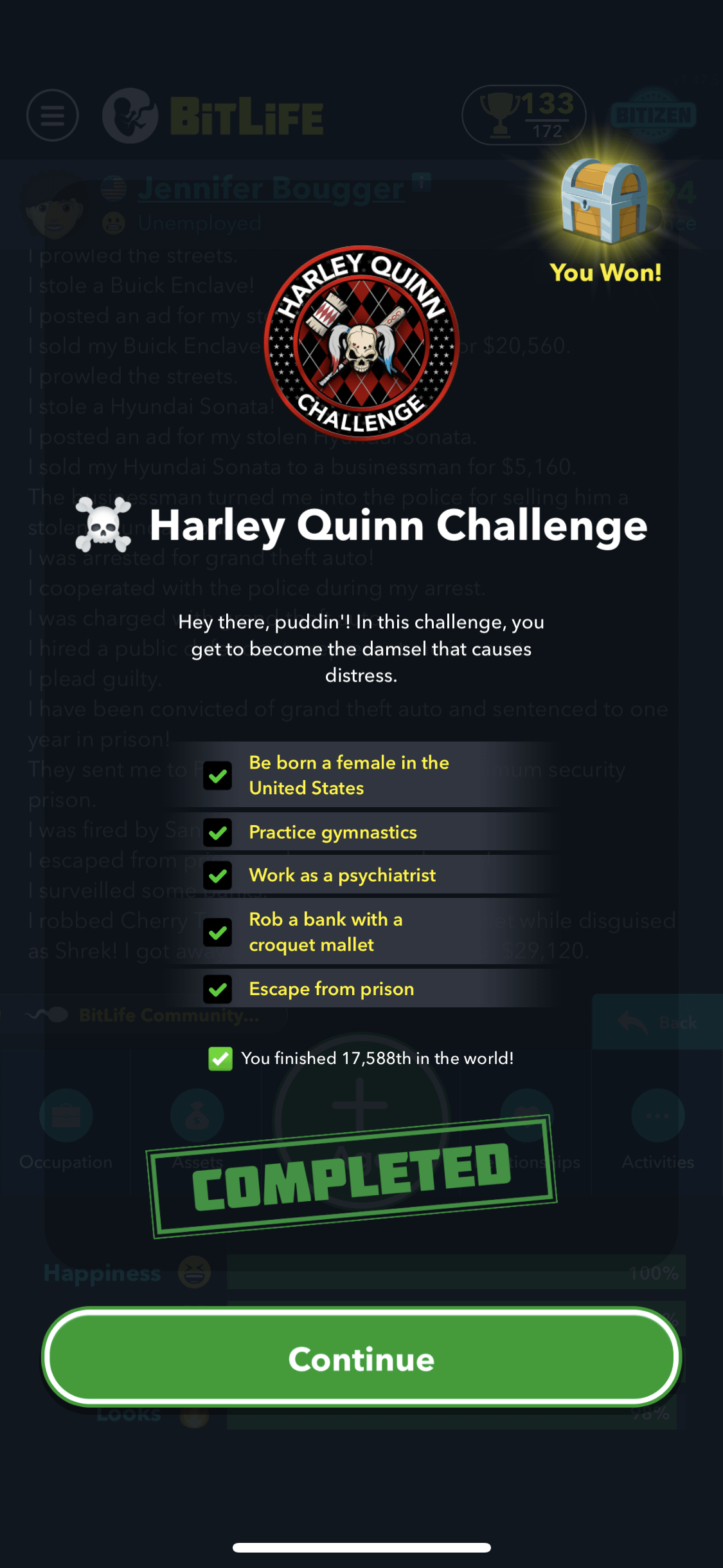 Harley Quinn Challenge BitLife: How to Complete It Easily