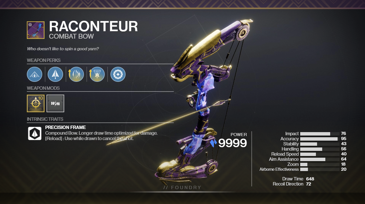 Destiny 2 Raconteur God Roll: Best Perks for PVP & PVE